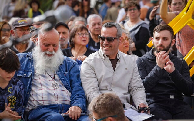 Former hostages Omri Miran (center) and Matan Angrest (right) attend the final Kabbalat Shabbat service at Hostages Square in Tel Aviv, marking the first Shabbat since 2014 without any hostages in Gaza, on January 30, 2026. (Miriam Alster/Flash90) Former hostages Omri Miran (center) and Matan Angrest (right) attend the final Kabbalat Shabbat service at Hostages Square in Tel Aviv, marking the first Shabbat since 2014 without any hostages in Gaza, on January 30, 2026. (Miriam Alster/Flash90)