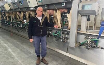 Avi Fraiman, the CEO of Kibbutz Alumim's dairy in southern Israel, January 13, 2026. (Sue Surkes/Times of Israel) Avi Fraiman, the CEO of Kibbutz Alumim's dairy in southern Israel, January 13, 2026. (Sue Surkes/Times of Israel)