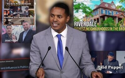 Rep. Ritchie Torres, a pro-Israel Democrat, is facing two challengers who are taking aim at his support for Israel and, at times, the Jews in their Bronx district. (Collage by Grace Yagel/ JTA)
