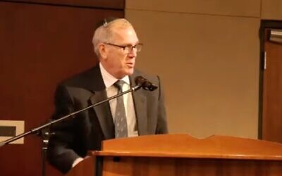 Peter Deutsch, founder of the Ben Gamla Jewish Charter School Foundation, addresses the Oklahoma Statewide Charter School Board on January 12, 2026, in Oklahoma City. (Screenshot via JTA)