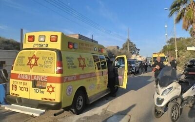 The scene of a triple deadly shooting in the Arab town of Shfaram in northern Israel, January 7, 2026. (Magen David Adom)