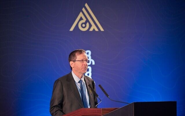 President Isaac Herzog speaks at a conference on shared society on January 6, 2026 (Kobi Gideon/GPO)