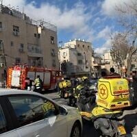 Medics at the scene of an incident at an unlicensed daycare in the ultra-Orthodox Romema neighborhood in Jerusalem, on January 19, 2026. (Magen David Adom)