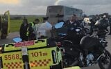 The scene after a Haredi teen was hit by a bus and killed on Route 3533 at the Aluma Junction near Komemiyut on January 21, 2026 (Magen David Adom)