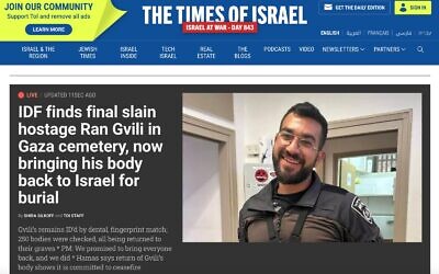 The top of the Times of Israel's homepage on the afternoon of January 26, 2026. (Times of Israel) The top of the Times of Israel's homepage on the afternoon of January 26, 2026. (Times of Israel)