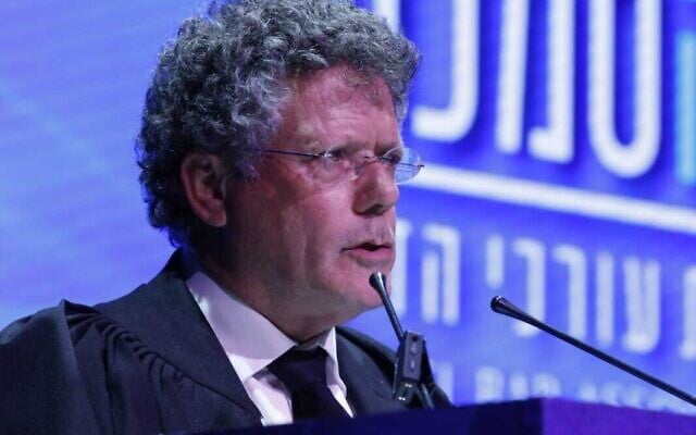 Supreme Court President Isaac Amit speaks on January 28, 2026. (Courtesy of Israel Bar Association)