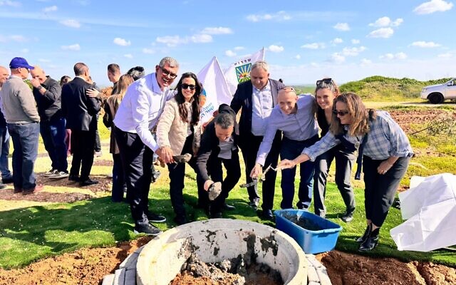 Officials lay cornerstone for a new industrial park in Sderot on January 29, 2026 (Courtesy Tekuma Directorate) Officials lay cornerstone for a new industrial park in Sderot on January 29, 2026 (Courtesy Tekuma Directorate)