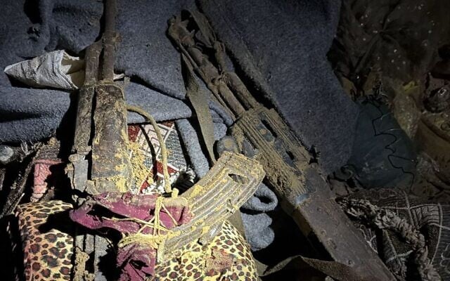 Weapons recovered on the bodies of gunmen involved in a Rafah clash with IDF troops, in a photo cleared for publication on January 14, 2026. (Israel Defense Forces) Weapons recovered on the bodies of gunmen involved in a Rafah clash with IDF troops, in a photo cleared for publication on January 14, 2026. (Israel Defense Forces)