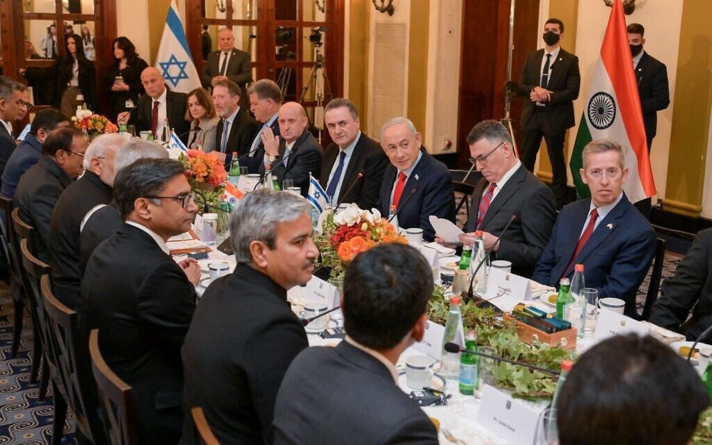 Prime Minister Benjamin Netanyahu and Indian Prime Minister Narendra Modi meet in Jerusalem alongside top ministers and advisers, February 26, 2026. (Maayan Toaf/GPO) Prime Minister Benjamin Netanyahu and Indian Prime Minister Narendra Modi meet in Jerusalem alongside top ministers and advisers, February 26, 2026. (Maayan Toaf/GPO)