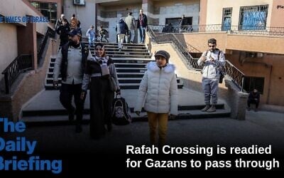 Palestinian patients wait at Rafah Crossing to leave Gaza as part of a ceasefire agreement between Hamas and Israel, in Khan Yunis in the southern Gaza Strip, on February 2, 2025. (Photo by Abed Rahim Khatib/ Flash90)