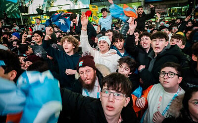 Attendees at the CTeen Shabbaton, in New York City, February 21, 2026. (Luke Tress/Times of Israel)