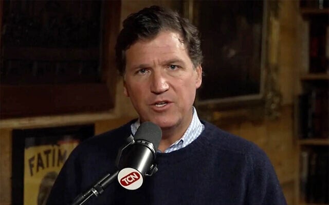 Tucker Carlson delivers a monologue in an episode of his podcast released on February 20, 2026, in which he interviewed US Ambassador to Israel Mike Huckabee. (X screenshot) Tucker Carlson delivers a monologue in an episode of his podcast released on February 20, 2026, in which he interviewed US Ambassador to Israel Mike Huckabee. (X screenshot)