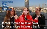 Palestinians visit the Roman historical site in the West Bank town of Sebastia, November 20, 2025. (AP Photo/Nasser Nasser)