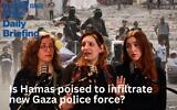Hamas gunmen in the Shijaiyah neighborhood of Gaza City, November 5, 2025. (AP Photo/Jehad Alshrafi)