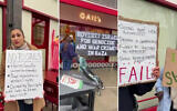 Pro-Palestinian protesters outside Gail's Bakery in north London. (Screenshots/X; used in accordance with Clause 27a of the Copyright Law)