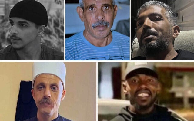 Mukhtar Abu Mdeighim, 20 (top left); Hussein Abu Raqiq, 65 (top center); Mohammad Qassem, 40 (top right); Najib Abu Rish, 42 (bottom left); and Farid Abu Mubarak, 20 (bottom right), five Arab men killed in separate shootings overnight February 11-12, 2026. (Courtesy) Mukhtar Abu Mdeighim, 20 (top left); Hussein Abu Raqiq, 65 (top center); Mohammad Qassem, 40 (top right); Najib Abu Rish, 42 (bottom left); and Farid Abu Mubarak, 20 (bottom right), five Arab men killed in separate shootings overnight February 11-12, 2026. (Courtesy)