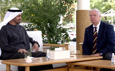 UAE President Mohamed bin Zayed Al Nahyan meets with US Senator Lindsey Graham in Abu Dhabi, the United Arab Emirates, on February 18, 2026. (WAM video screenshot)