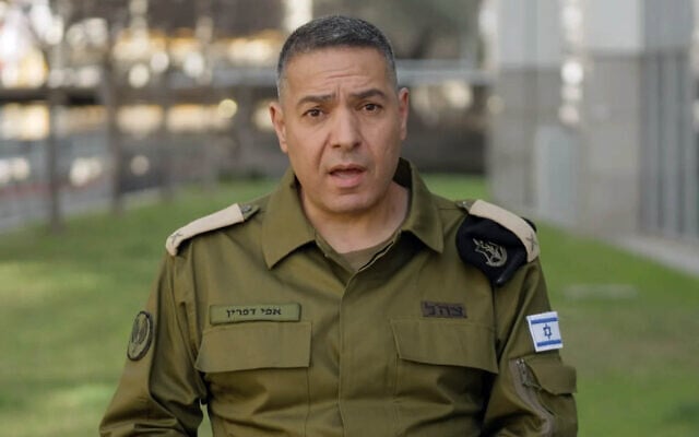IDF Spokesman Brig. Gen. Effie Defrin issues a video statement, February 20, 2026. (Israel Defense Forces) IDF Spokesman Brig. Gen. Effie Defrin issues a video statement, February 20, 2026. (Israel Defense Forces)
