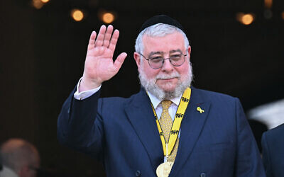 Rabbi Pinchas Goldschmidt after receiving the International Charlemagne Prize of Aachen 2024 (Karlspreis) on May 9, 2024 in Aachen, western Germany. (INA FASSBENDER / AFP)