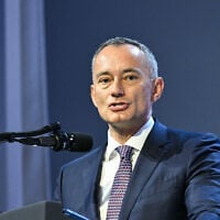 Nickolay Mladenov, High Representative for Gaza speaks at the "Board of Peace" meeting during the World Economic Forum (WEF) annual meeting in Davos on January 22, 2026. (Photo by Mandel NGAN / AFP)