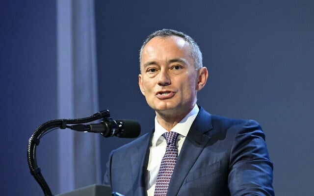 Nickolay Mladenov, High Representative for Gaza speaks at the "Board of Peace" meeting during the World Economic Forum (WEF) annual meeting in Davos on January 22, 2026. (Photo by Mandel NGAN / AFP)