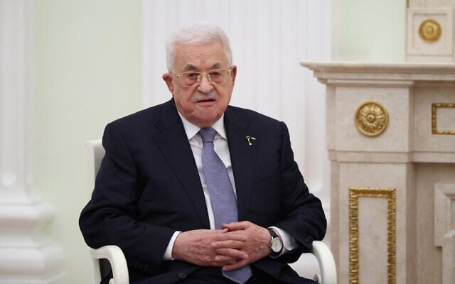 Palestinian Authority President Mahmoud Abbas attends a meeting with Russian President at the Kremlin in Moscow on January 22, 2026. (Ramil Sitdikov / AFP)
