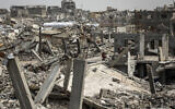 Destroyed buildings are pictured in the Jabalia camp for Palestinian refugees in the northern Gaza Strip on February 8, 2026 (Omar AL-QATTAA / AFP)