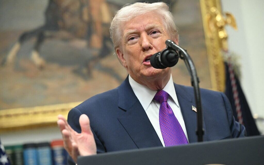 US President Donald Trump makes an announcement in the Roosevelt Room of the White House in Washington, DC on February 12, 2026. (SAUL LOEB / AFP) US President Donald Trump makes an announcement in the Roosevelt Room of the White House in Washington, DC on February 12, 2026. (SAUL LOEB / AFP)