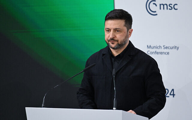 Ukrainian President Volodymyr Zelensky speaks during the 62nd Munich Security Conference on February 14, 2026, in Munich, Germany. (Alexandra Beier / AFP) Ukrainian President Volodymyr Zelensky speaks during the 62nd Munich Security Conference on February 14, 2026, in Munich, Germany. (Alexandra Beier / AFP)