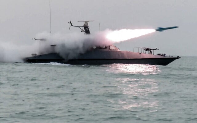This handout photo released by Iran's Revolutionary Guards Corps (IRGC)'s official website Sepanews on February 16, 2026, shows a boat firing a missile during a military exercise by members of the IRGC and navy in the Gulf (SEPAH NEWS / AFP) This handout photo released by Iran's Revolutionary Guards Corps (IRGC)'s official website Sepanews on February 16, 2026, shows a boat firing a missile during a military exercise by members of the IRGC and navy in the Gulf (SEPAH NEWS / AFP)