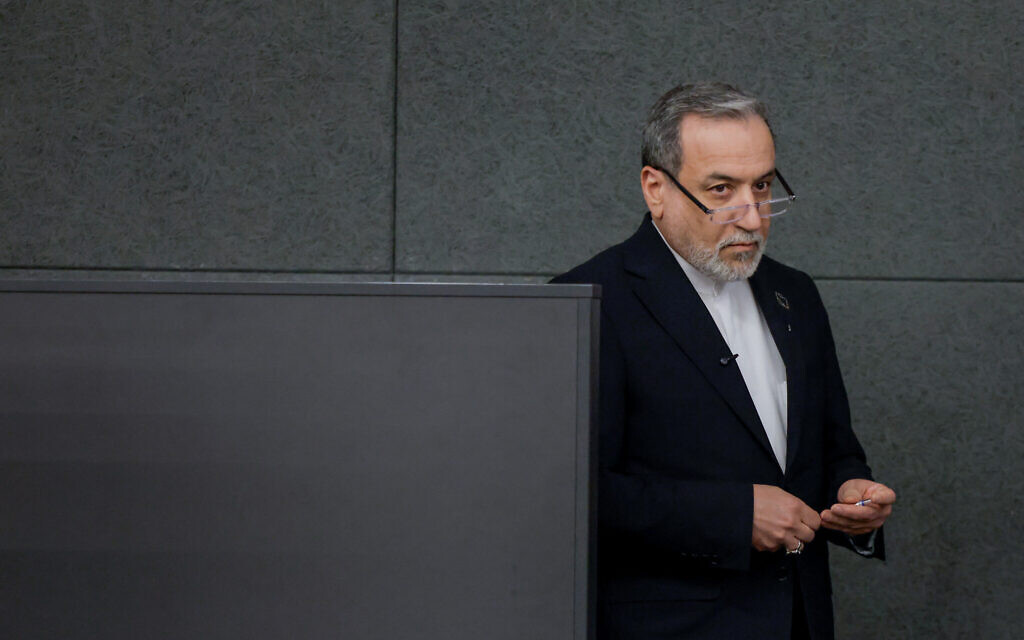 Iran's Foreign Minister Abbas Araghchi looks on after he delivered a speech during a session of the United Nations Conference on Disarmament, on the sideline of a second round of US-Iranian talks with Washington in Geneva, on February 17, 2026. (Valentin Flauraud / AFP) Iran's Foreign Minister Abbas Araghchi looks on after he delivered a speech during a session of the United Nations Conference on Disarmament, on the sideline of a second round of US-Iranian talks with Washington in Geneva, on February 17, 2026. (Valentin Flauraud / AFP)