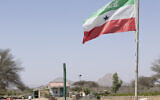 The flag of Somaliland seen at a fruit farm between the capital city of Hargeisa and Port city of Berbera, Somaliland, on February 19, 2026. (Tony KARUMBA / AFP)