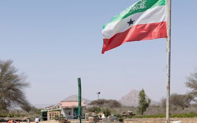 The flag of Somaliland seen at a fruit farm between the capital city of Hargeisa and Port city of Berbera, Somaliland, on February 19, 2026. (Tony KARUMBA / AFP)