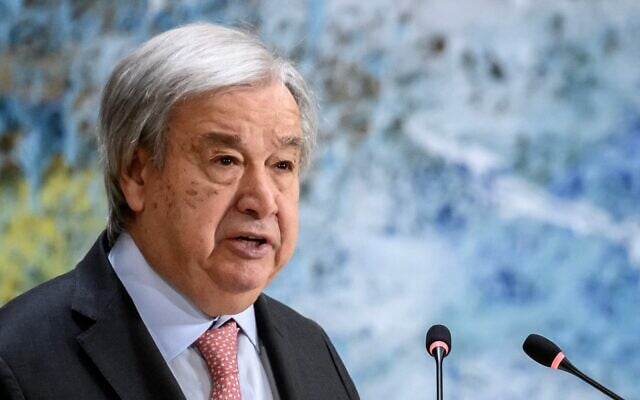 UN Secretary-General Antonio Guterres delivers a speech at the opening of the 61st session of the UN Human Rights Council at the United Nations office in Geneva on February 23, 2026. (Fabrice Coffrini / AFP) UN Secretary-General Antonio Guterres delivers a speech at the opening of the 61st session of the UN Human Rights Council at the United Nations office in Geneva on February 23, 2026. (Fabrice Coffrini / AFP)