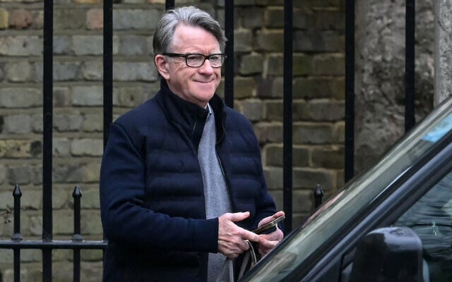 Former UK ambassador to the United States, Peter Mandelson, is pictured as he leaves his residence in central London on February 21, 2026. (JUSTIN TALLIS / AFP)