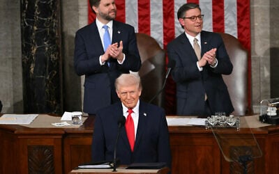 US President Donald Trump arrives to deliver his State of the Union address in the House Chamber of the US Capitol in Washington on February 24, 2026. (Andrew Caballero-Reynolds/AFP) US President Donald Trump arrives to deliver his State of the Union address in the House Chamber of the US Capitol in Washington on February 24, 2026. (Andrew Caballero-Reynolds/AFP)