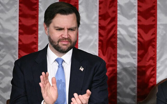 US Vice President JD Vance applauds as US President Donald Trump delivers the State of the Union address in the House Chamber of the US Capitol in Washington, DC, on February 24, 2026. (Brendan SMIALOWSKI / AFP) US Vice President JD Vance applauds as US President Donald Trump delivers the State of the Union address in the House Chamber of the US Capitol in Washington, DC, on February 24, 2026. (Brendan SMIALOWSKI / AFP)