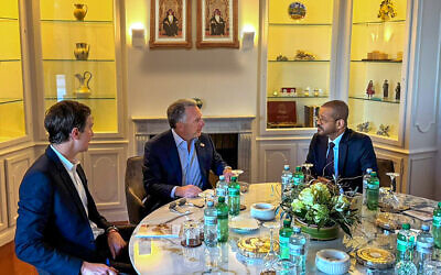In this handout photo released by the Omani Ministry of Foreign Affairs on February 26, 2026, US special envoy Steve Witkoff (center) and Jared Kushner hold a meeting with Oman's Foreign Minister Badr Albusaidi (right) in Geneva. (Omani Foreign Ministry / AFP) In this handout photo released by the Omani Ministry of Foreign Affairs on February 26, 2026, US special envoy Steve Witkoff (center) and Jared Kushner hold a meeting with Oman's Foreign Minister Badr Albusaidi (right) in Geneva. (Omani Foreign Ministry / AFP)