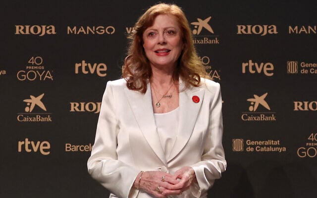 American actress Susan Sarandon gives a press conference on the eve of the 40th Goya awards ceremony at the Auditori Forum CCIB in Barcelona, on February 27, 2025. (Lluis Gene/AFP)