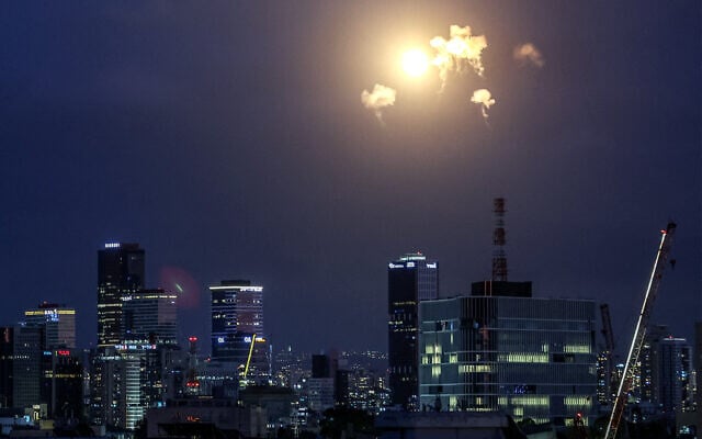 Explosions from projectile interceptions are pictured over Tel Aviv on February 28, 2026. (Jack GUEZ / AFP / File) Explosions from projectile interceptions are pictured over Tel Aviv on February 28, 2026. (Jack GUEZ / AFP / File)