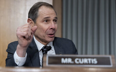 US Senator John Curtis, a Republican from Utah speaks during a hearing at the Capitol in Washington, January 15, 2025. (AP Photo/Alex Brandon)