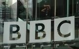 A view of the logo outside the BBC Headquarters in London, November 12, 2025. (AP Photo/Kin Cheung)