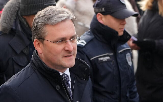 Serbian Culture Minister Nikola Selakovic arrives at court for his corruption trial in Belgrade, Serbia, February 4, 2026. (AP Photo/Darko Vojinovic) Serbian Culture Minister Nikola Selakovic arrives at court for his corruption trial in Belgrade, Serbia, February 4, 2026. (AP Photo/Darko Vojinovic)