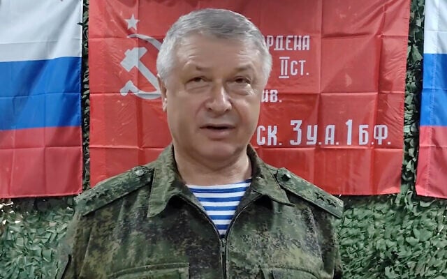 In this image made from video and provided by the Russian Defense Ministry Press Service, on June 23, 2023, Lt. Gen. Vladimir Alekseyev speaks to servicemen in an undisclosed location (Russian Defense Ministry Press Service via AP)