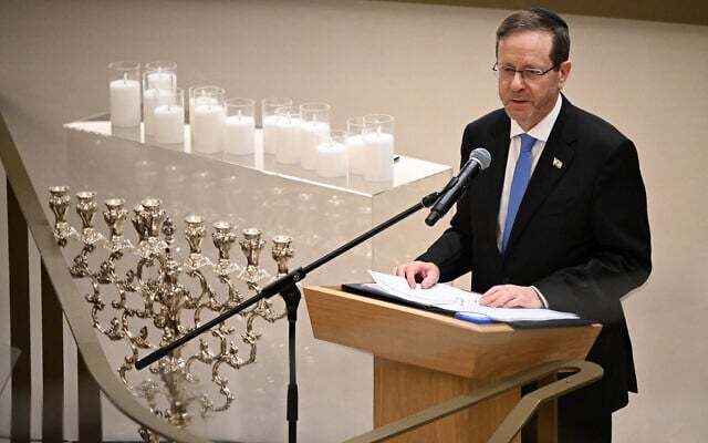 President Isaac Herzog attends a ceremony at the Chabad of Bondi in Sydney, February 10, 2026. (Bianca De Marchi/Pool Photo via AP) President Isaac Herzog attends a ceremony at the Chabad of Bondi in Sydney, February 10, 2026. (Bianca De Marchi/Pool Photo via AP)