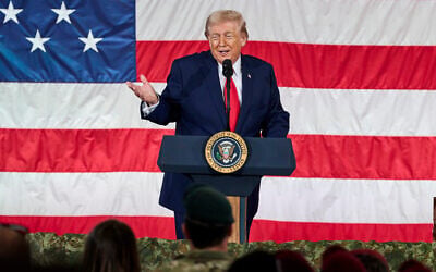 US President Donald Trump delivers remarks to troops at Fort Bragg, North Carolina, February 13, 2026. (AP Photo/Matt Ramey) US President Donald Trump delivers remarks to troops at Fort Bragg, North Carolina, February 13, 2026. (AP Photo/Matt Ramey)