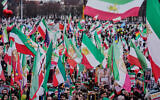 Supporters of Iran's exiled Crown Prince Reza Pahlavi attend a demonstration during the Munich Security Conference in Munich, Germany, February 14, 2026. (AP Photo/Ebrahim Noroozi)