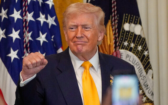 US President Donald Trump gestures during a Black History Month event in the East Room of the White House, February 18, 2026, in Washington. (AP Photo/Nathan Howard) US President Donald Trump gestures during a Black History Month event in the East Room of the White House, February 18, 2026, in Washington. (AP Photo/Nathan Howard)