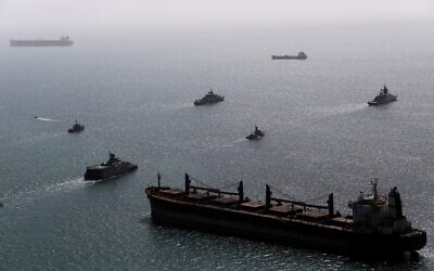This image provided Feb. 19, 2026, by the Iranian military and dated Feb. 17, 2025, shows navy ships conducting operations during a joint drill by Iranian and Russian forces in the Indian Ocean. (Masoud Nazari Mehrabi/Iranian Army via AP)