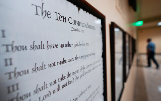 A copy of the Ten Commandments is posted along with other historical documents in a hallway of the Georgia Capitol, June 20, 2024, in Atlanta. (AP Photo/John Bazemore) A copy of the Ten Commandments is posted along with other historical documents in a hallway of the Georgia Capitol, June 20, 2024, in Atlanta. (AP Photo/John Bazemore)